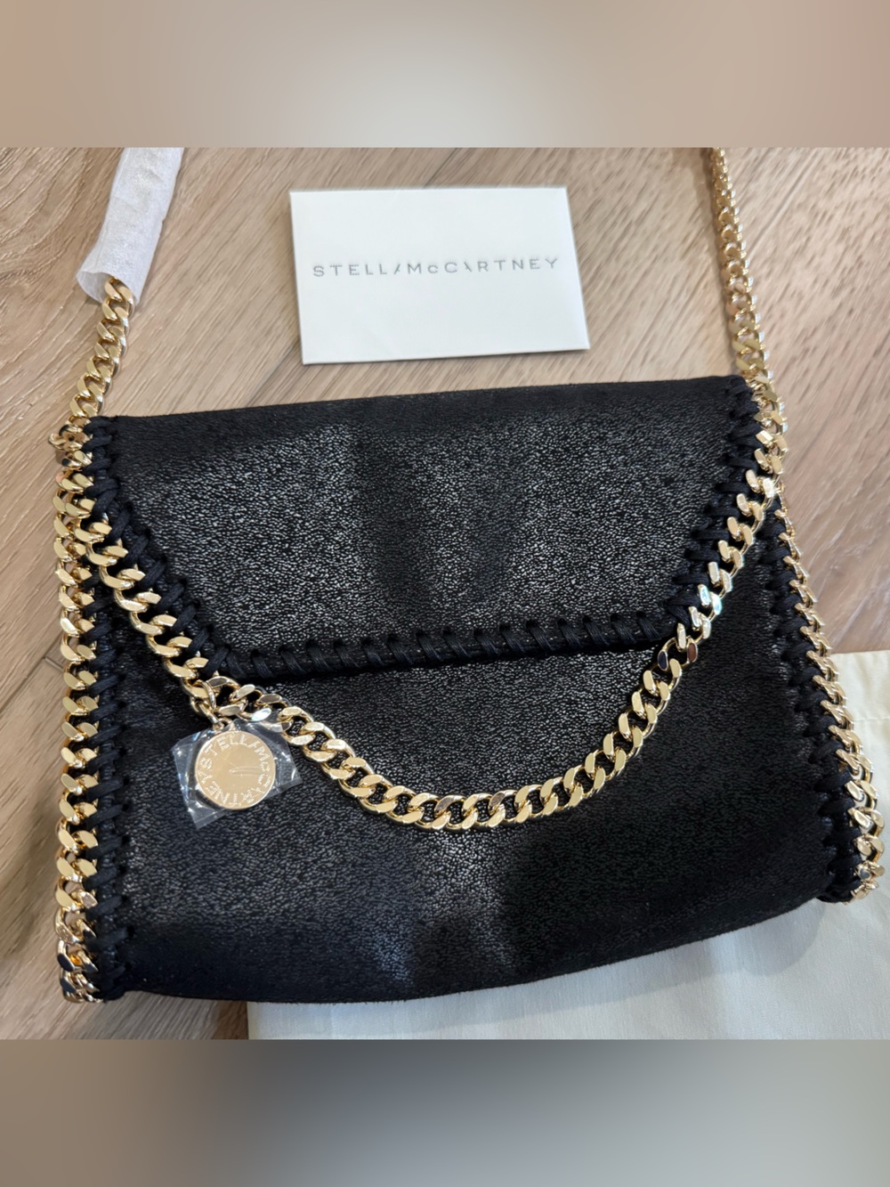 NWOT! Stella McCartney Black Falabella Chain Shoulder Bag with Gold Hardware